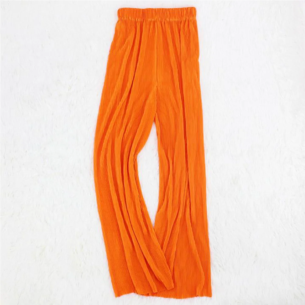 

Woman Pants Pleated Wide Leg Pants Spring Summer Solid Casual Elastic Waist Streetwear Loose Trousers Korean Fashion Long Pants