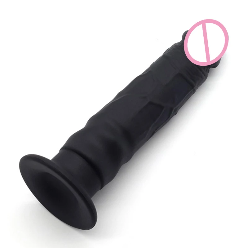 Черный фаллоимитатор с большой присоской для точки G реалистичный анальный