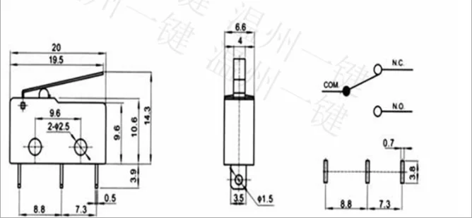10 шт. MS 014 JL024 16.5 2 штыри микро переключатель с ивовой мышью для ногтей