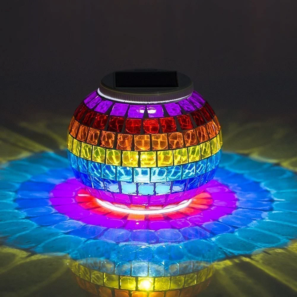 

Solar Mosaic Glass Ball LED Garden Light Colorful Solar Jar Sun Colorful Mosaic Night Table Lamp Lamp