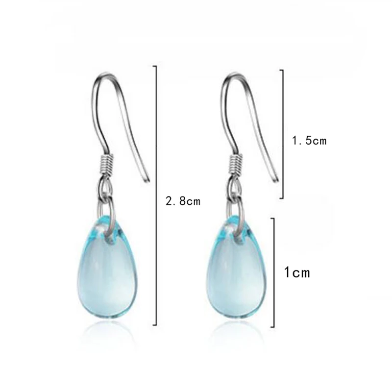 

Korean Literary Blue Water Drop Shaped Stud Earrings Silver Color Earrings For Women Boucle d'oreille