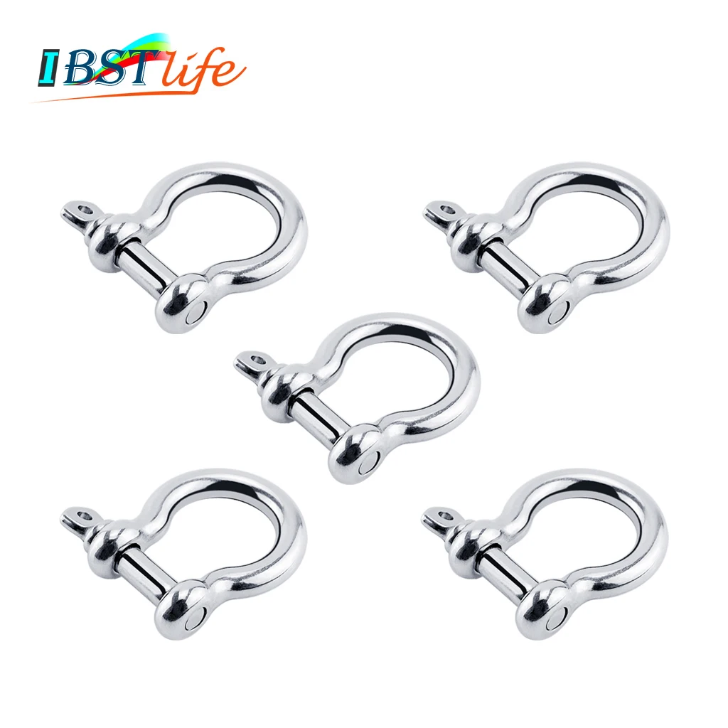 

5PCS/Lot Stainless Steel 316 Boat Carabiner D Bow Shackle With Screw Pin Anchor Shackle Clasp Buckles For Yacht Canoe Marine