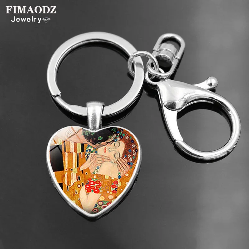 FIMAODZ Gustav Klimt брелок с поцелуем в форме сердца стеклянный кристалл винтажный