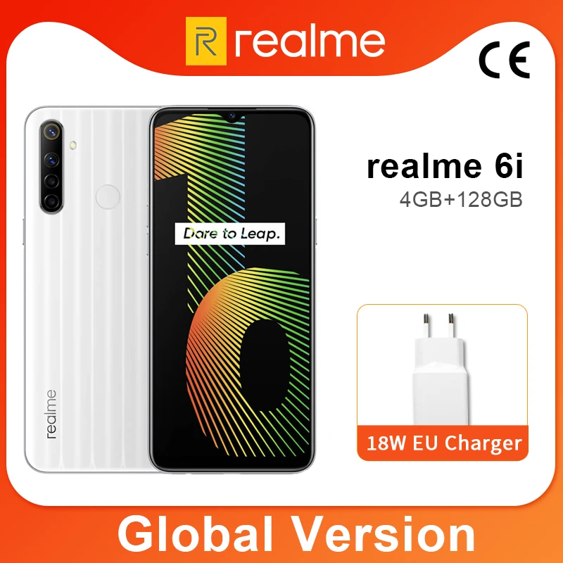 Глобальная версия realme 6i 4 ГБ 128 6 5 '' Mini drop полноэкранный Helio G80 Octa Core 48MP AI Quad Camera