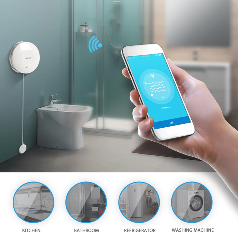 

Home Motion Sensor Alarm Water Leakage Flood Water Leak Detector Wireless WiFi Security Automation System Sensor