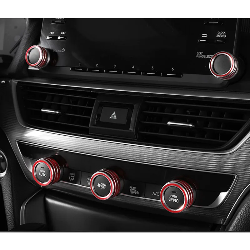 

Red Knob Ring Cover Aluminum Interior Inner Set For Honda Accord 2018-2019 Practical