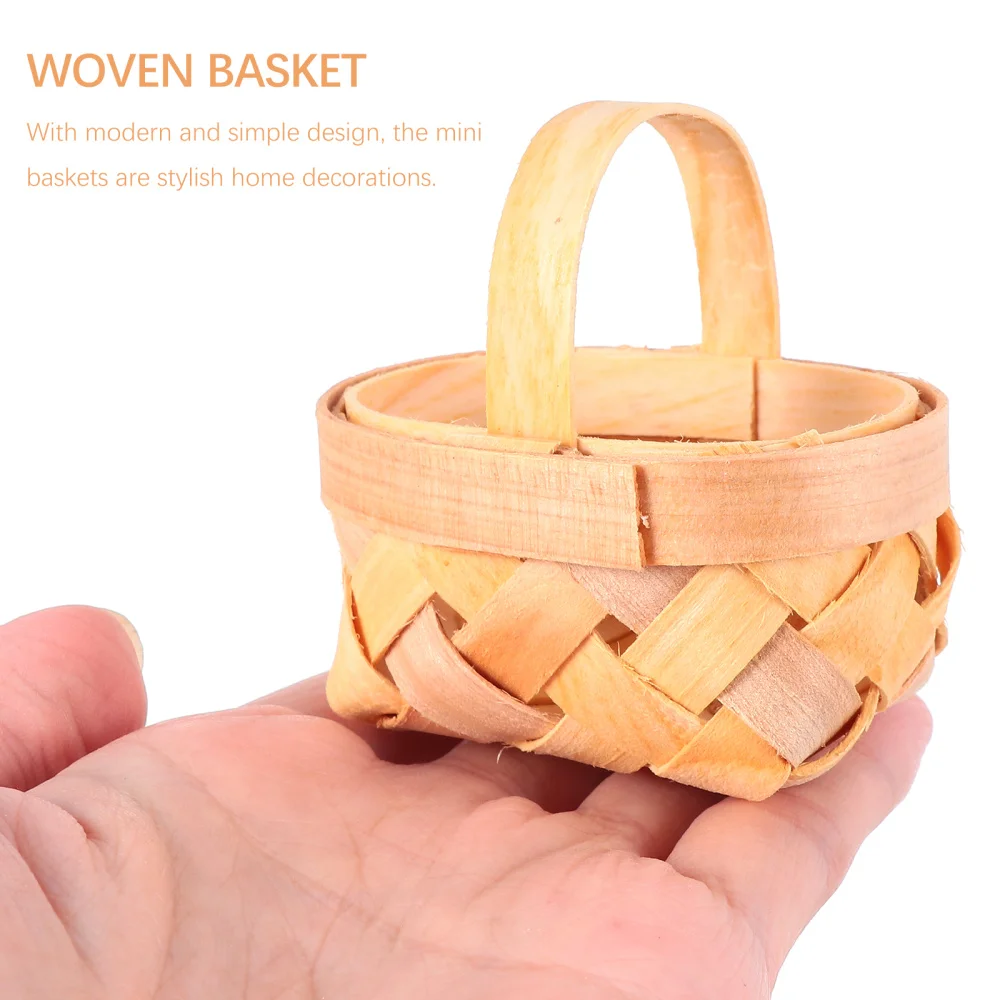 

12pcs Manual Woven Mini Baskets Wood Chip Baskets Decorations Mini Baskets
