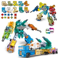 15pcs assembling building blocks educational toys action figure transformation number robot deformation robot toy for children
