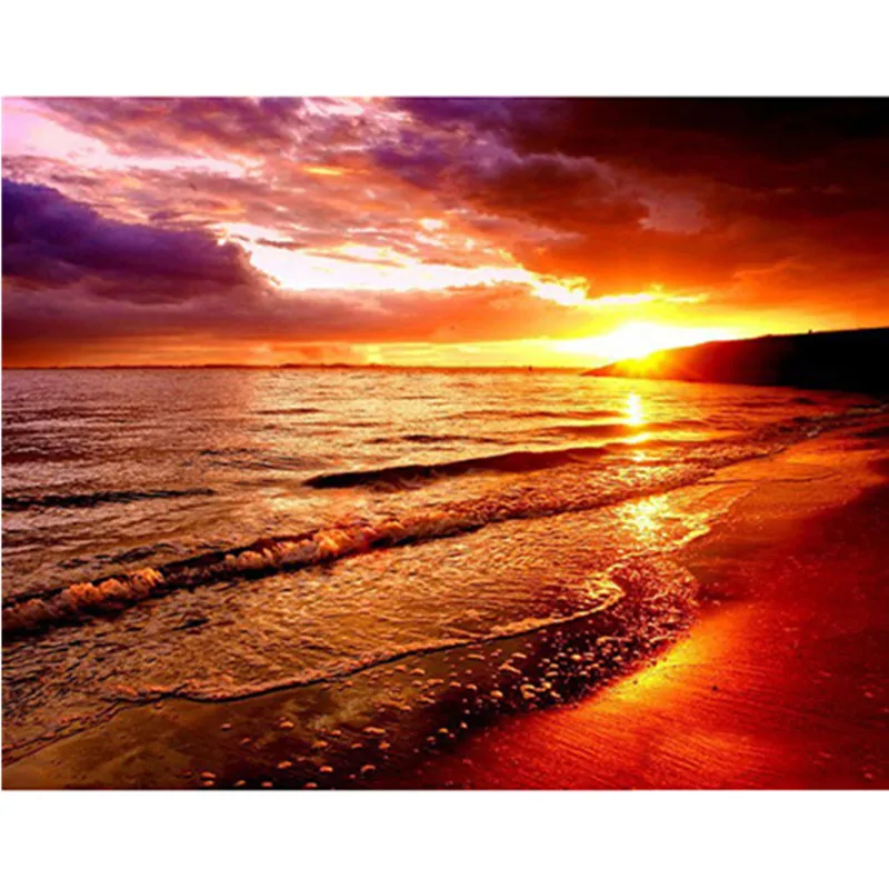 

The Beach Under Sunset Scenery Painting By Numbers Wall Art Picture Acrylic Painting For Home Decoration Drop Shipping60x75cm