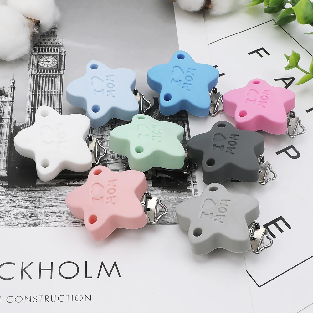 TYRY.HU 1PC Colorful Baby Pacifier Clip DIY Accessories Star Shape Silicone Safe Holder Anti-Fall Cute Clips