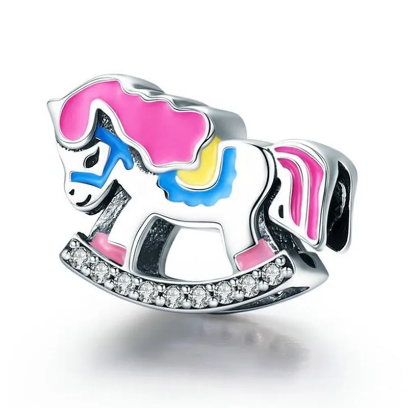 

Silver Carousel Charms Fit Women Beads Bracelets Jewelry Gift