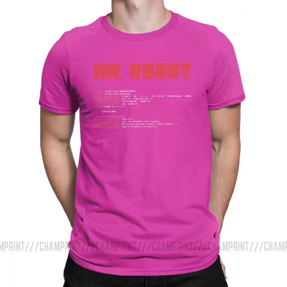 Фуксия Крутая футболка Mr Robot Программирование программист футболки разработчик футболки с кодом для мужчин вырез лодочкой хлопок короткий рукав Одежда большого размера - Цвет: Фуксия