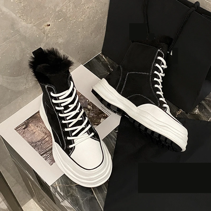 Женские зимние сапоги на толстой подошве 2021 новый стиль плюс кашемир натуральные