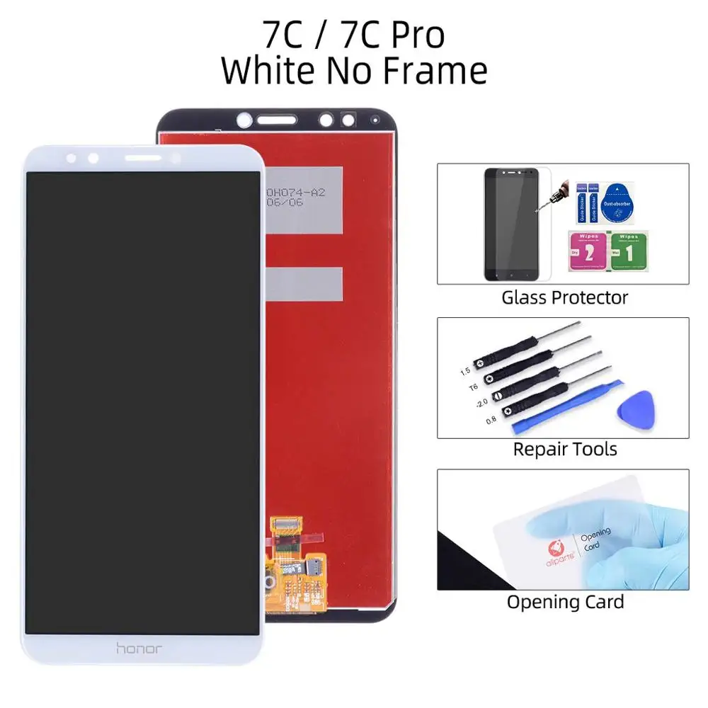 Дисплей для HUAWEI Honor 7A / 7A Pro / 7C / 7C Pro LCD в сборе с тачскрином ldn-l29 aum-l29 Черный белый золотой - Цвет: 7C White no Frame