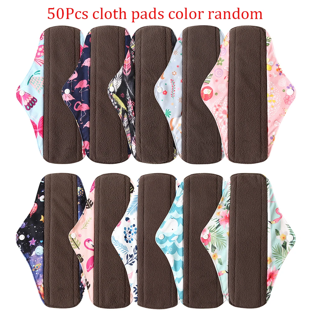 50Pcs-B Многоразовые женские тканевые менструальные прокладки Bamboo-charcoal Absorbency женские Моющиеся Прокладки гигиенические салфетки оптом - Цвет: 50Pcs-B