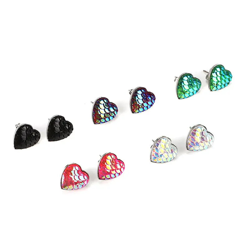 1 комплект (5 пар/компл.) Нержавеющая сталь русалки рыбы столб уха серьги гвоздики