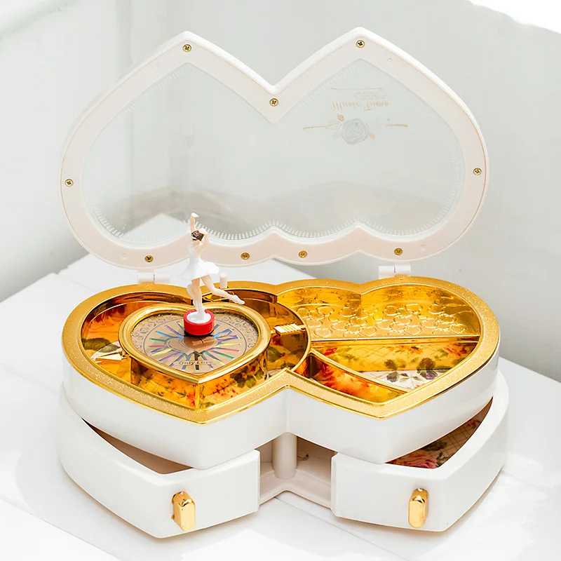 Креативная музыкальная шкатулка в форме сердца с двойным Персиком Музыкальная