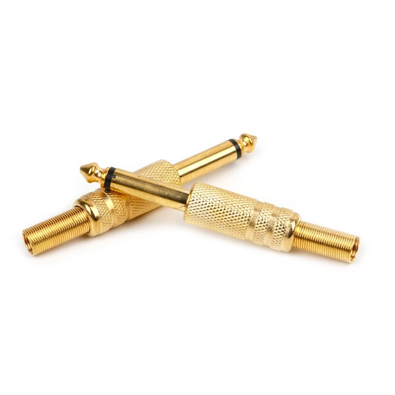 

10 Pcs Gold Plated 6.35mm Male 1/4 Mono Jack Plug Connector Soldering
