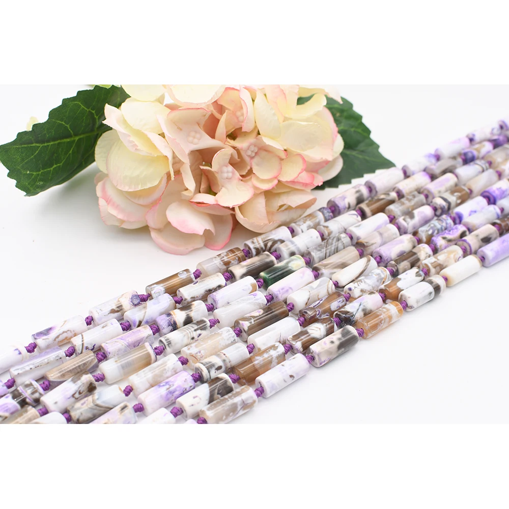 8X21mm Natural Smooth Columnar shape Purple Fire Agate stone Beads For DIY necklace bracelet jewelry make 15 