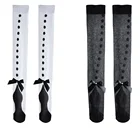 Пикантное нижнее белье, фетиш, чулки, колготки с бантом в белый горошек, ультраэластичное шелковое нижнее белье, кружевное, без подтяжек