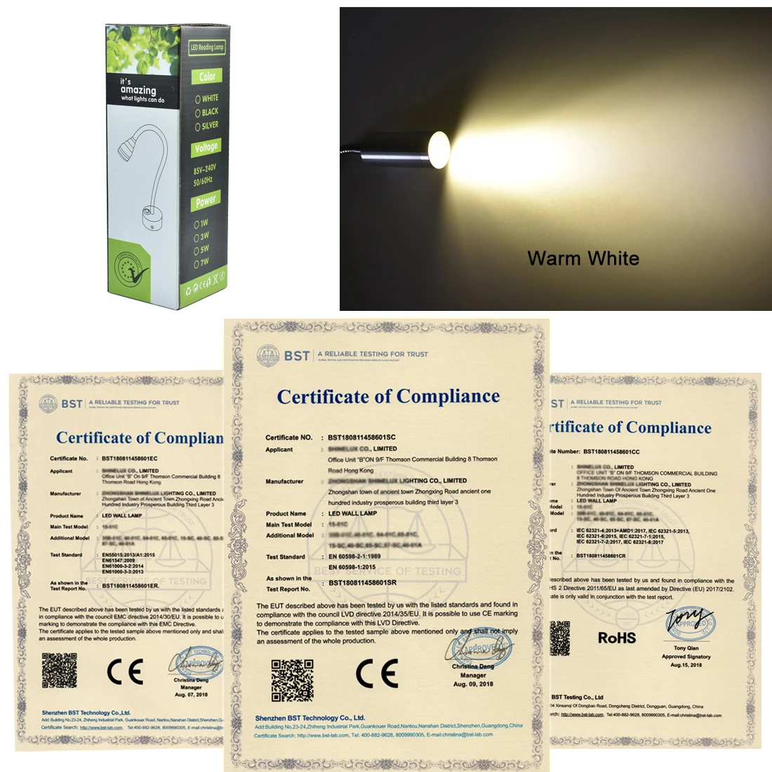 2 шт. светодиодные светильники для чтения 3 Вт | Лампы и освещение