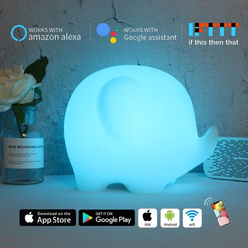Настольная лампа с изображением слона из мультфильма WiFi умное приложение 10