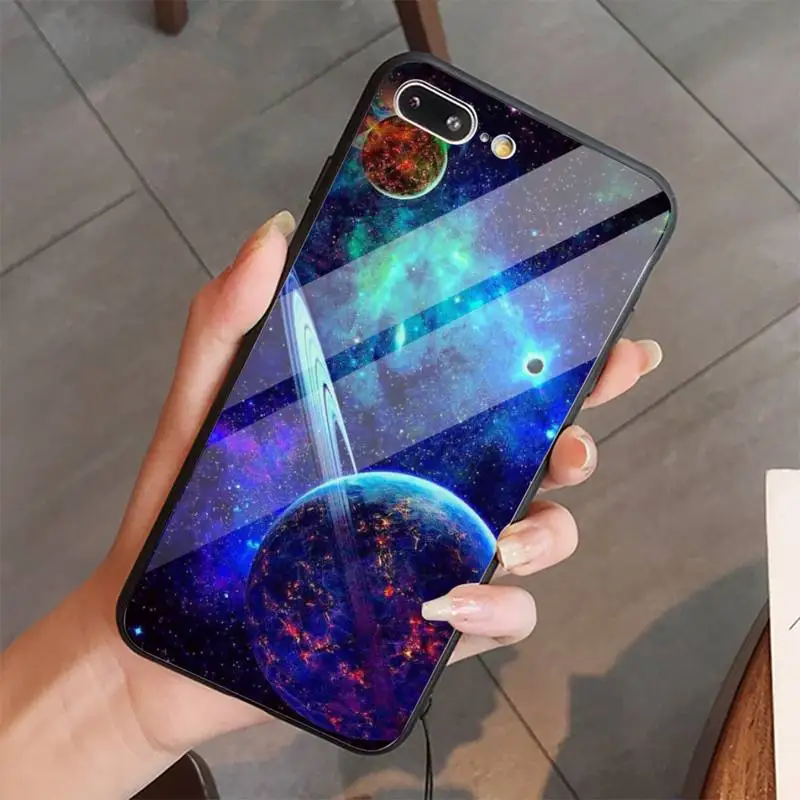 

Alien UFO Cartoon Art Phone Case Tempered glass For iphone 5C 6 6S 7 8 plus X XS XR 11 PRO MAX