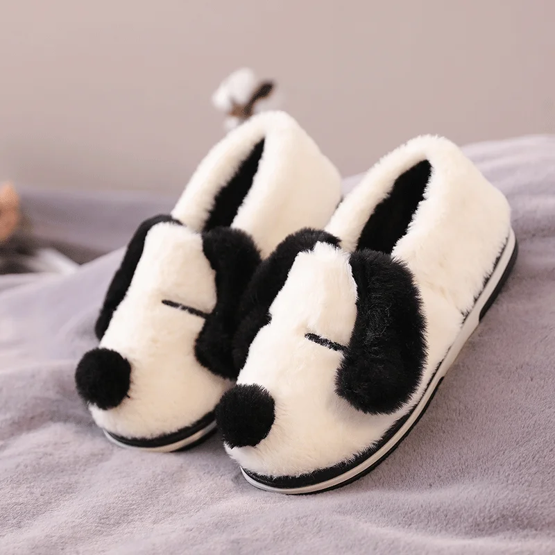 

Cute Dog Slippers Women Winter Fluffy Home Shoes Fur Slides Female Funny Animal Plush Indoor Slides Cartoon Puppy Shoes 2020 Hot
