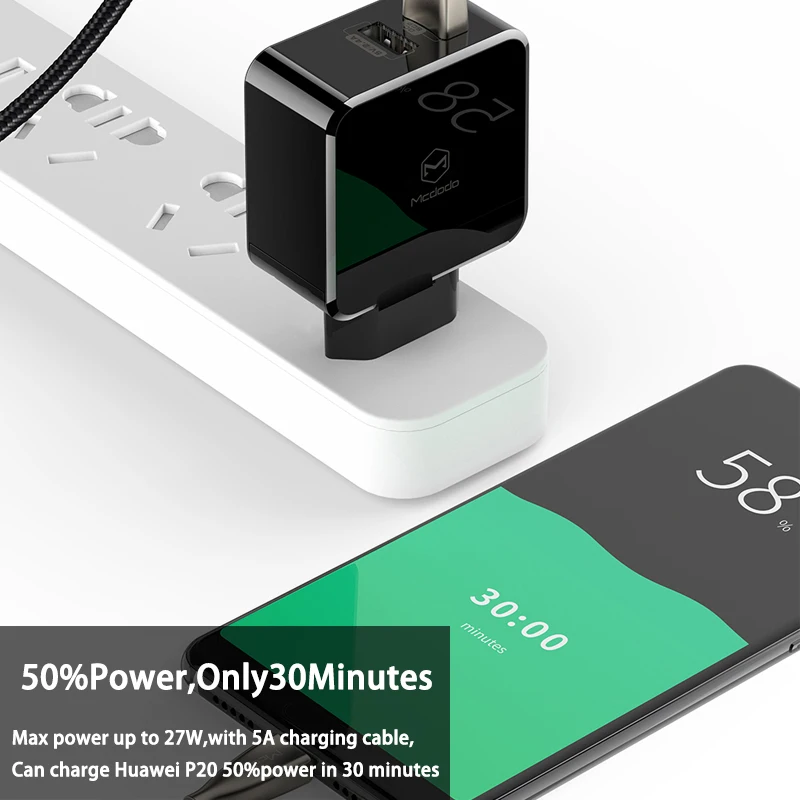 Адаптер Mcdodo для ЕС/Великобритании зарядное устройство USB 5A супербыстрая зарядка