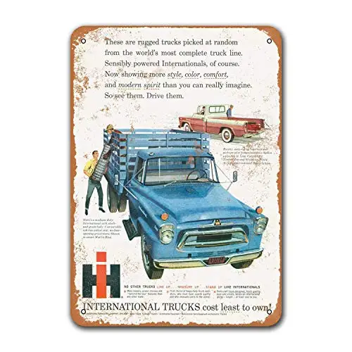 

Bar Poster Vintage Car Tin Signs Metal Office Game Room Grage Man Cave Sgins 1958 International Trucks Home Coffee Club Wall De