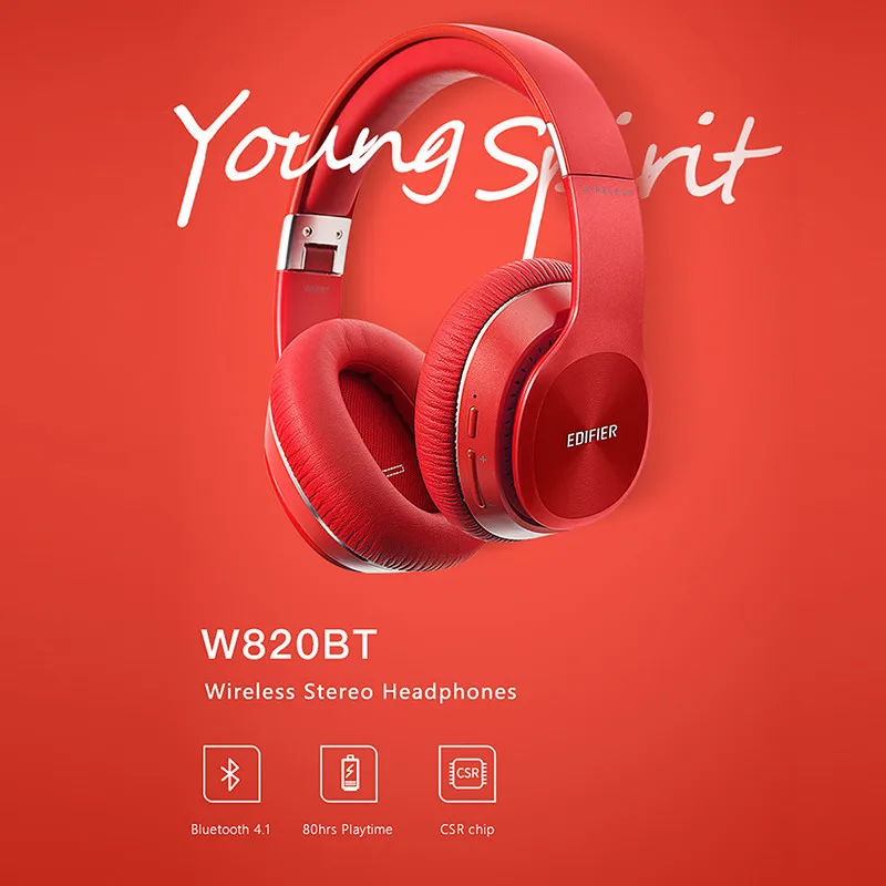 EDIFIER W820BT Bluetooth наушники Беспроводной накладные Шум изоляции CSR Технология до 80
