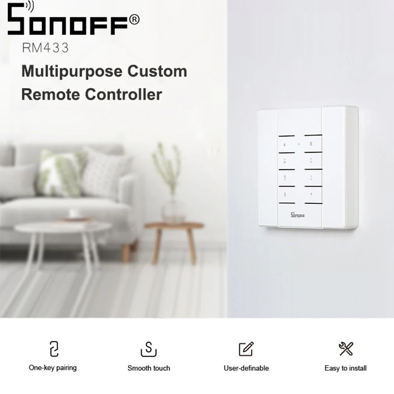 Новейший интеллектуальный выключатель света SONOFF RM433 база 8 keys многоцелевой