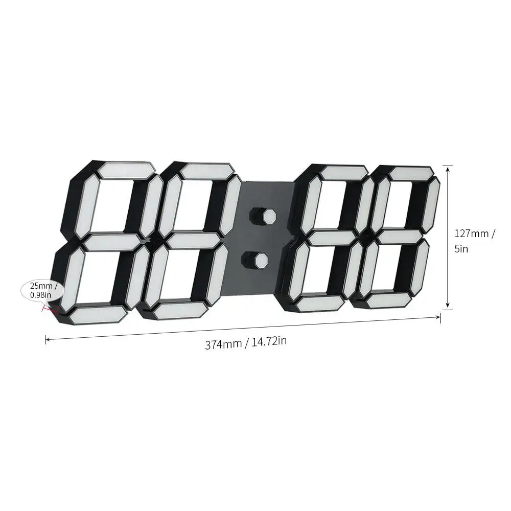 

AMYGOJJ LED 3D Large Black Shell Digital Wall Clock with Remote Control European Regulation