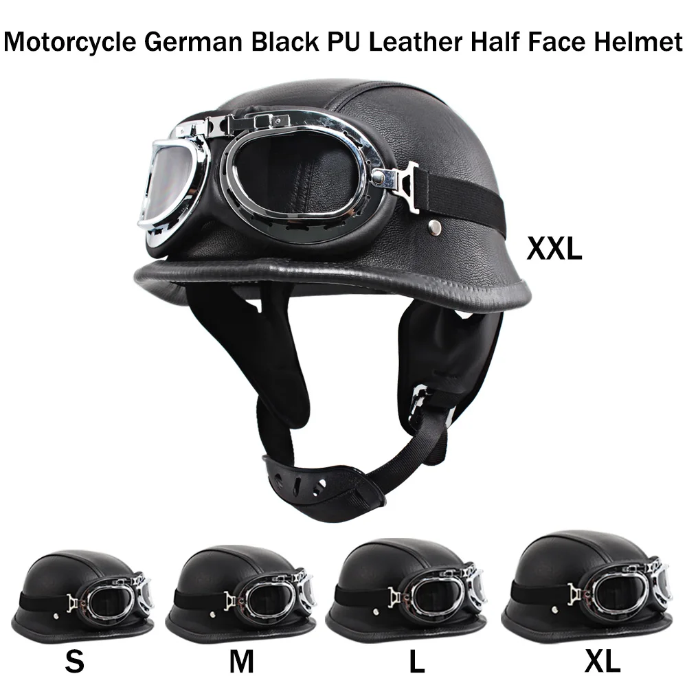 Новый кожаный мотоциклетный винтажный шлем немецкий полушлем с открытым лицом