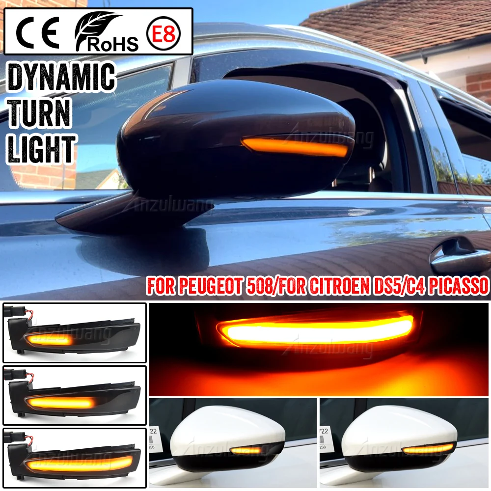 

For Peugeot 508 SW 2010-2017 DS5 2011-2017 Dynamic Blinker LED Turn Signal Light Side Mirror Indicator Sequential For Citroen C4