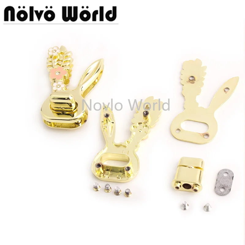 

Nolvo World 2-10sets 36*60mm Rabbit Shape Clasp Turn Lock DIY Handbag Bag Purse Twist Locks