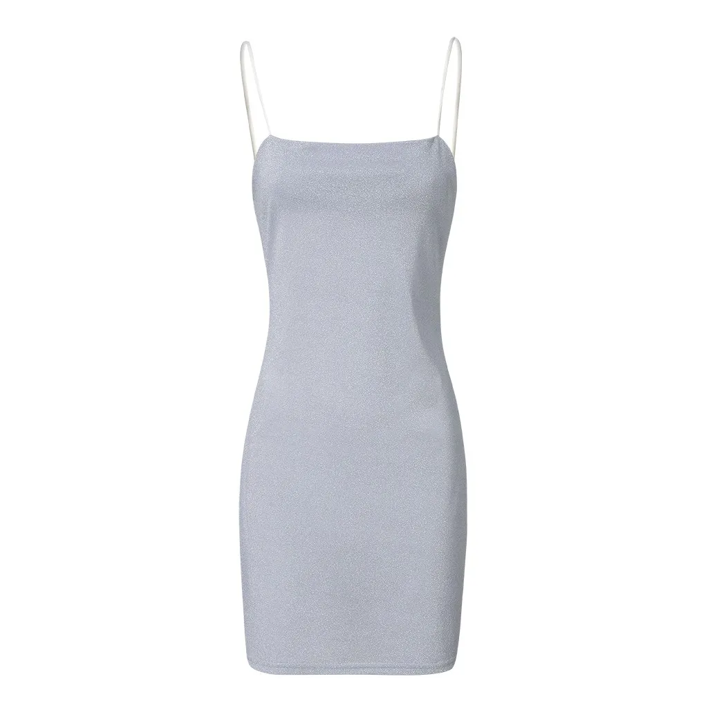 

Dress Fashion Women Sexy Sequins Camisole Sleeveless Strapless Solid Tight Mini Dress @7