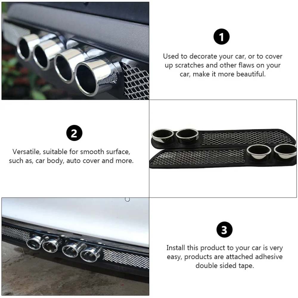 

1 Pair Car Simulation Rear Bumper Decor Car Decoration Air Outlet Hole Sticker