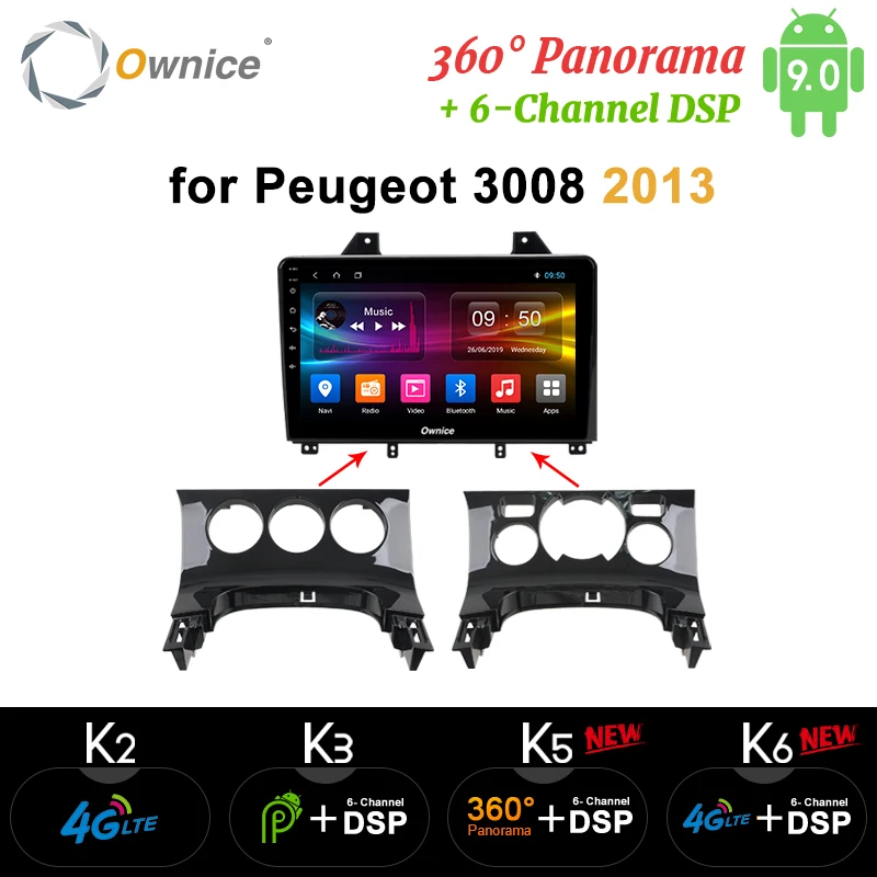 Ownice Octa 8 Core Android 9,0 DVD плеер головное устройство аудио Navi k3 k5 k6 для peugeot 3008 2010 2011 2012 2013 4G DSP оптический 360