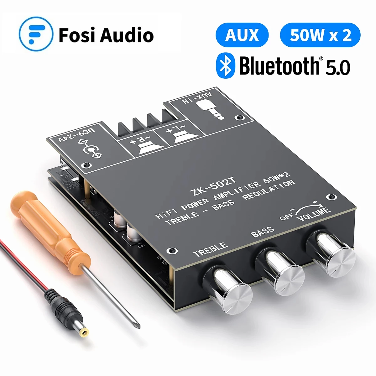 Аудио приемник Fosi Bluetooth 5 0 Плата усилителя беспроводной мощный цифровой модуль AUX