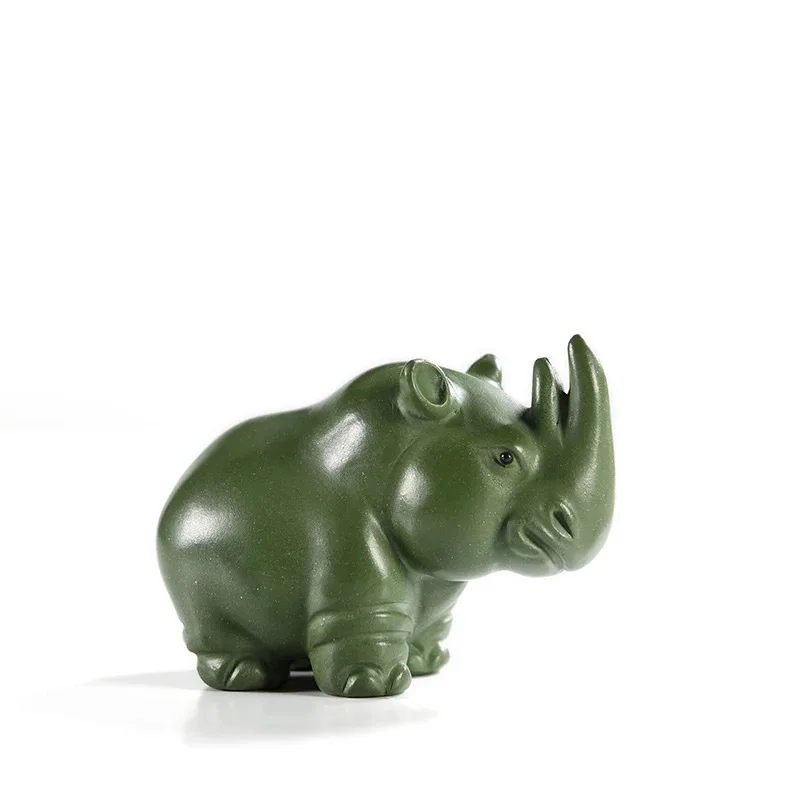 

Tea Ornaments Rhino Purple Sand Green Mud Green Compact Decoration Tea Ornaments Tea Set Ceramic Tea Ceremony Tea Pet Yixing