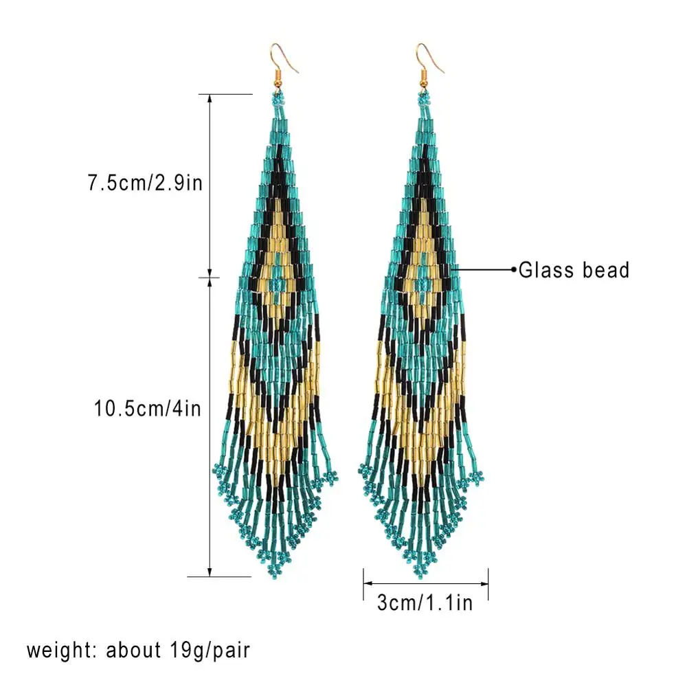 

Valentine's Day Gifts Vintage Multicolored Drop Dangle Earring Bohemian Jewelry For Women aretes de mujer Beads Tassel Earrings