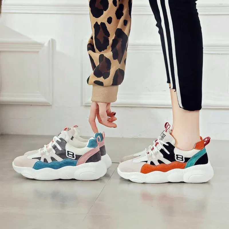 Женская обувь дышащие кроссовки из натуральной кожи однотонная для тенниса