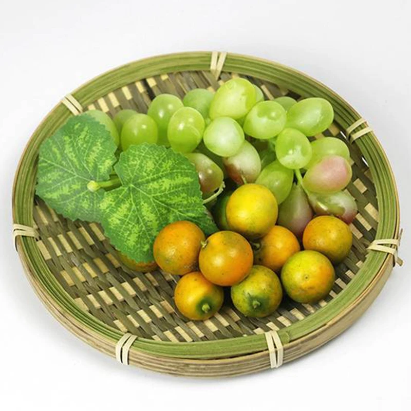 Бамбуковая корзина для хранения ручной работы круглая коробка Чаша фруктов