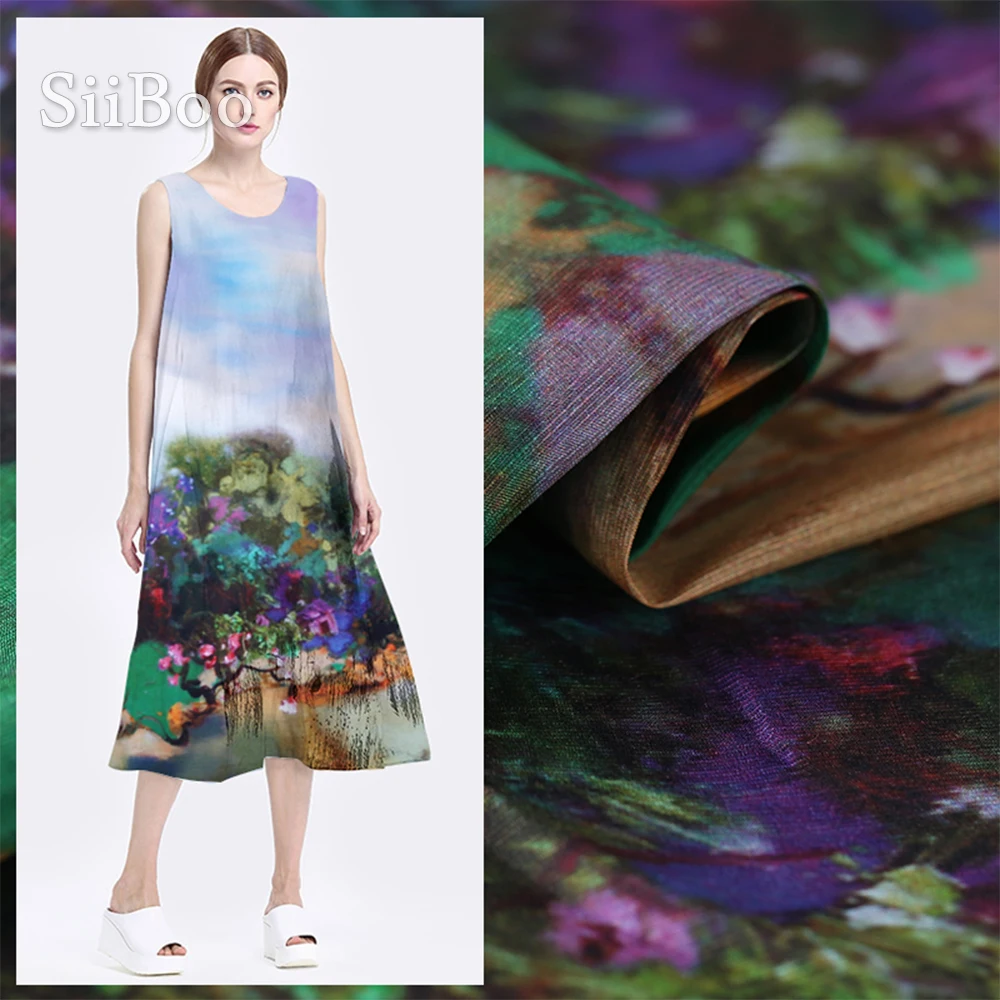 Женское льняное платье из шелковой ткани многоцветное с французским цифровым