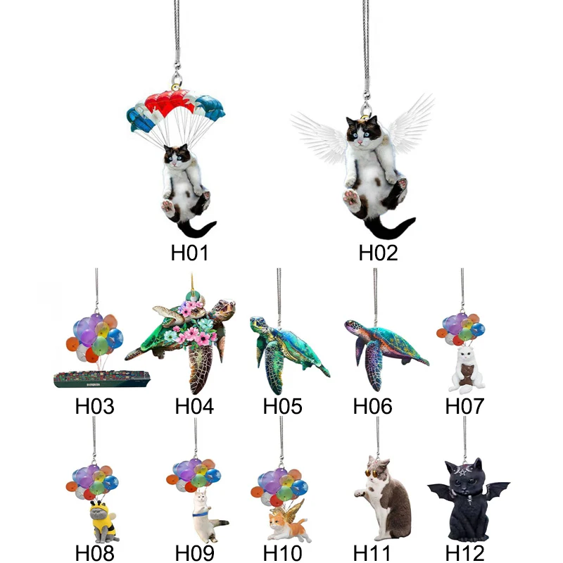 

Cute Animals Car Hanging Ornaments Plastic Cat Kitten Turtle with Colorful Balloons Car Auto Hang Decoration Home Wall Door Deco