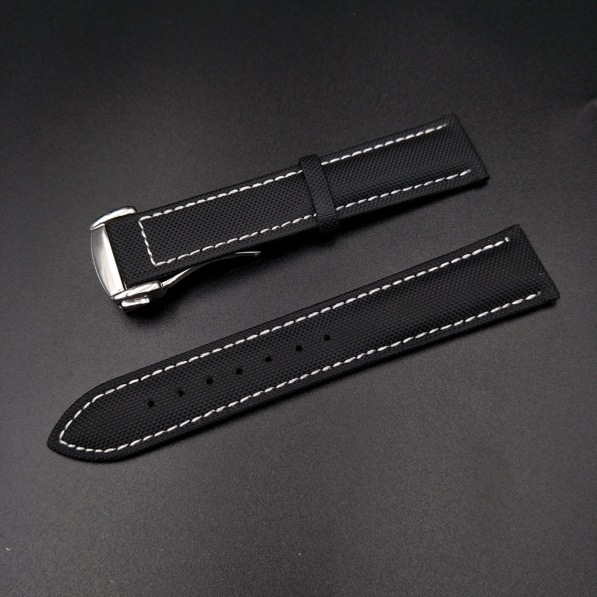 Nylon Leather Watch band For Omega Seamaster Replacement 20mm 22mm Canvas Watch Strap Gold Rosegold Clasp