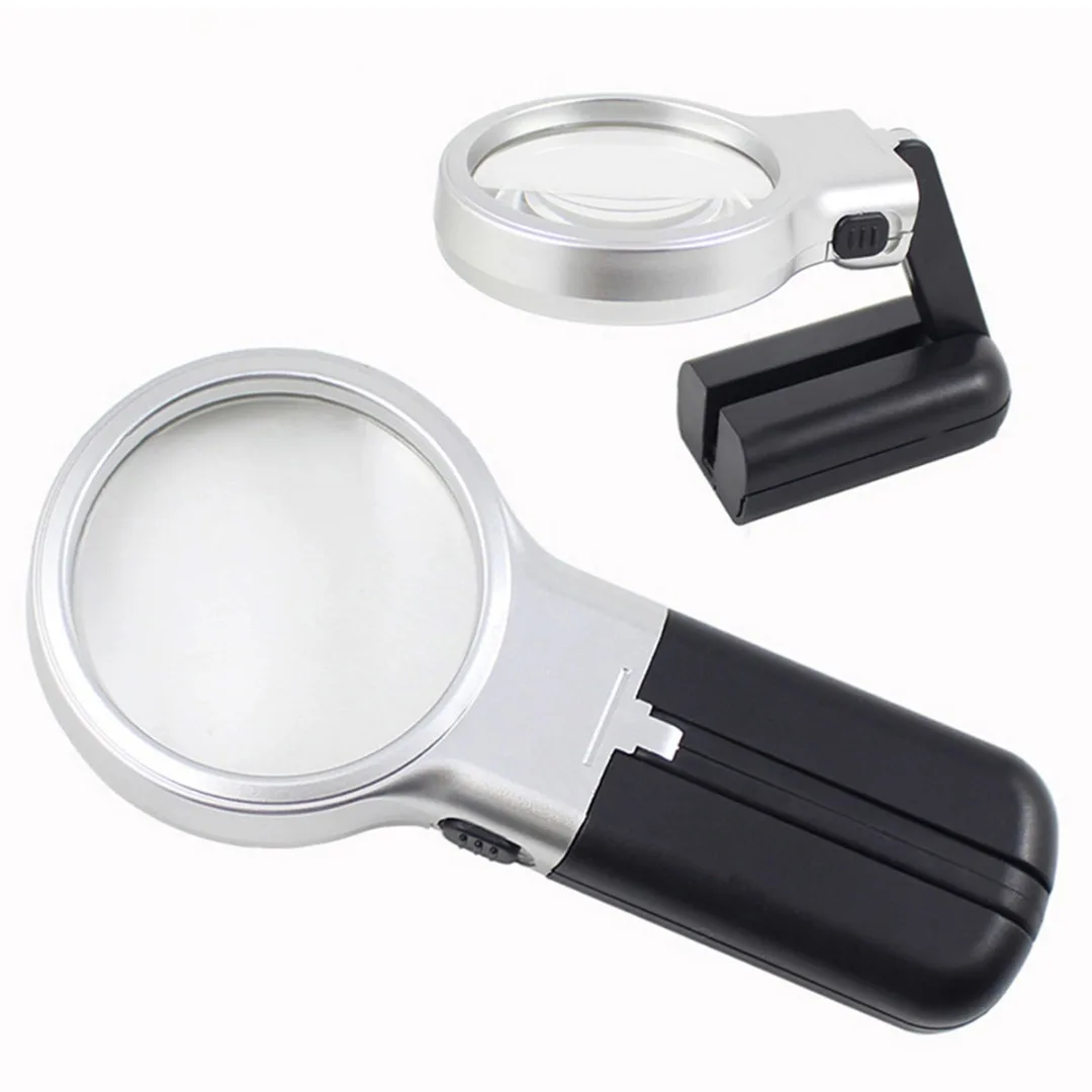

Folding Magnifying Glass LED Light Magnifier AA Batteries Desktop/Handheld Loupes for Reading Repair 16.3 x 7.4 x 2cm