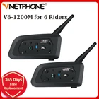 Bluetooth-гарнитура Vnetphone V6, 1200 м, для мотоциклистов 6 всадников, BT, беспроводная, водонепроницаемая, MP3