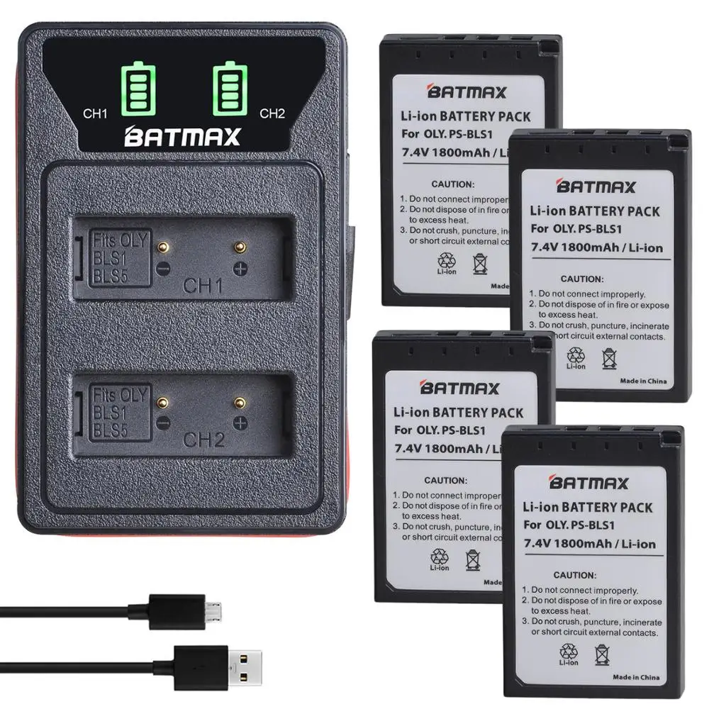 PS-BLS1 BLS1 батарея + новое светодиодное двойное зарядное устройство с типом C для Olympus